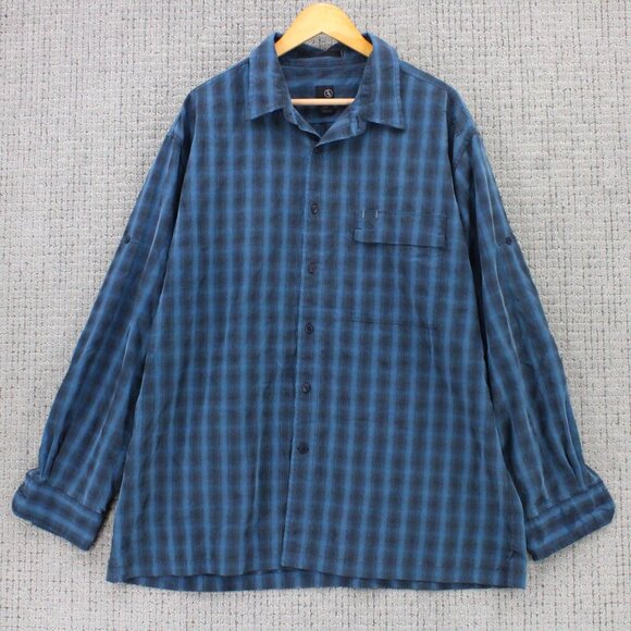 Aigle Actimum Shirt Mens 2XL Blue Casual Plaid Button Down Long Sleeve Collared - Picture 1 of 9